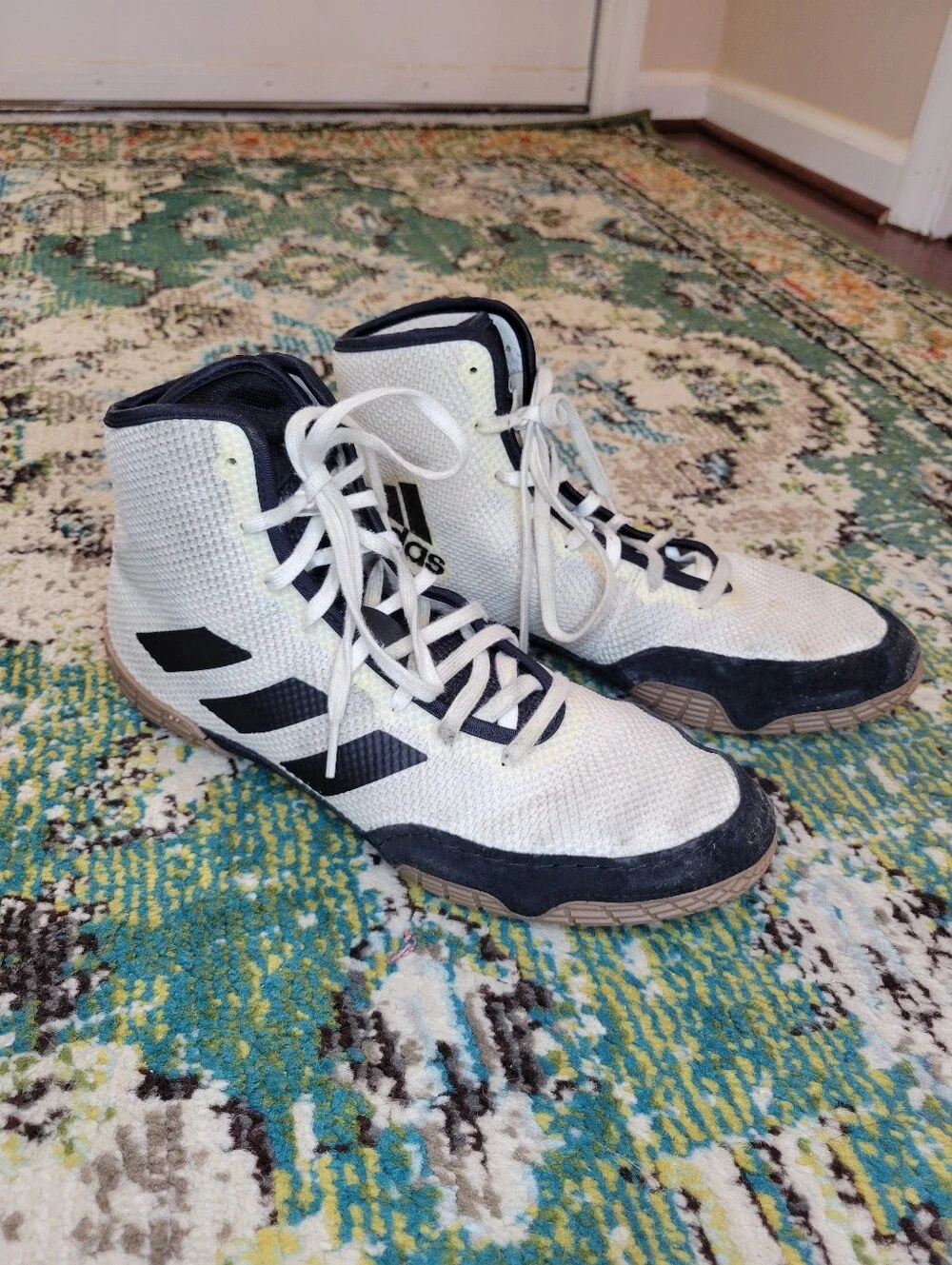 Adidas Tech Fall 2.0 Black And White Wrestling Shoes, Size Mens 9